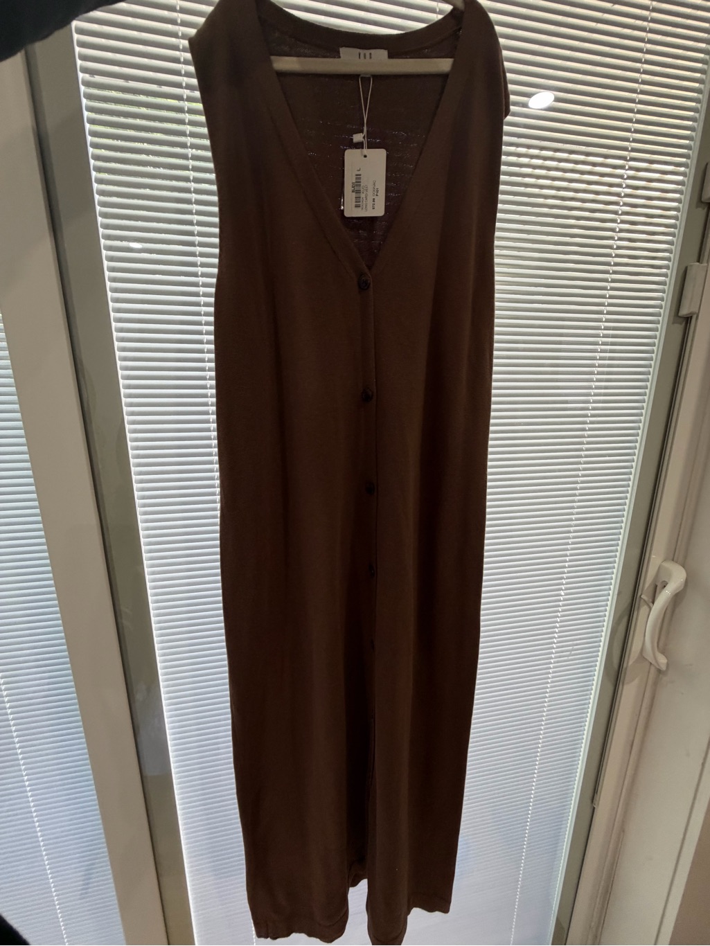 Sleeveless Brown Button-Front Maxi Dress